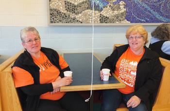 Judy Sawyer of Warren (on left) walking for Juanita Smith, and Debbie Sawyer, her sister in law from South Thomaston