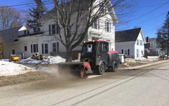 Rockland’s fleet of machines began sweeping the streets last week. Public Services expects to sweep up more than 800 cubic yards of sand and debris this season that will be reused in other city projects. rockland, street sweeper