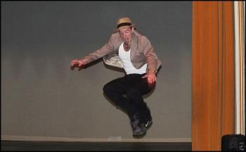 Owen Casas leaps from the stage in Dancing With the Local Stars. (Photos by Chris Wolf)