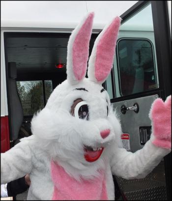 Mr. Easter Bunny makes his appearance at the Waldoboro Fire Department Saturday morning. (Photos by Chris Wolf)