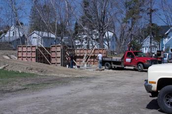 The future home of the old barn is at the back of the property at 63 Elm. St. (Photo by Holly S. Edwards)