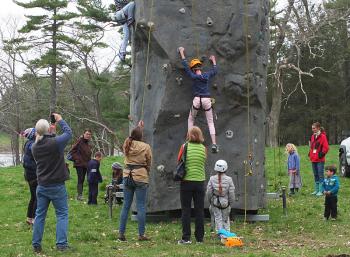 Lots of kids tried the rock climbing wall.