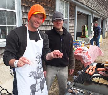 Mark Benjamin and Adam Bishop grilled up Galloway burgers and hot dogs.
