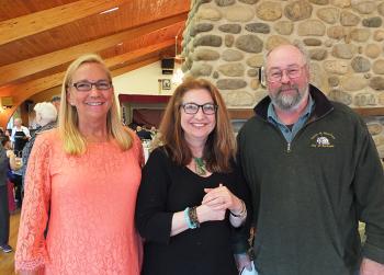 Rockland City Councilors Louise MacLellen-Ruf and Valli Geiger with Rockland Harbor Master Ed Glasser.