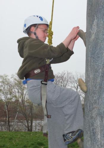 Isaac Payne of St. George takes his turn at the wall.