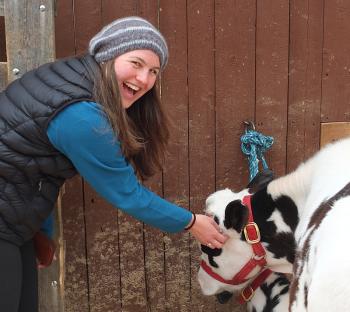 Christine Roback loved petting the cow.