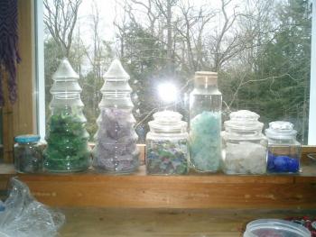 Hermeana “Hoppi” Graham picked up beach glass on the shore across from her house near the Northport line. She bent over to pick up every little chip of glass, put it in her pocket, and carried it home. This is a tiny part of what she found.
Photograph by Diane O’Brien hoppi