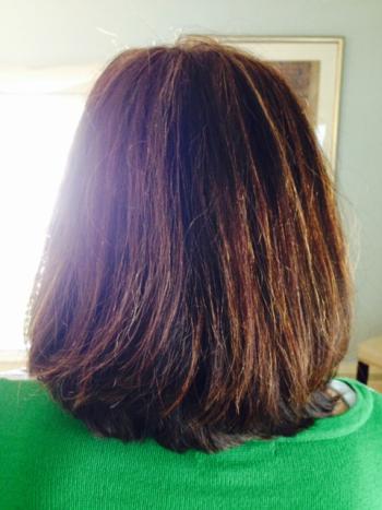 After all of the facial procedures were done, JoAnna Galkowski had her hair professionally cut and colored. Seen from the back. (Photo courtesy Skin Klinic)