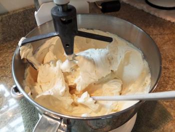 Patricia Moroz made a huge batch of buttercream frosting for tasters to spread at will. SUZI THAYER/Boothbay Register