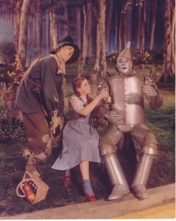 When filming for Oz began again in November 1938, there was a new director (Victor Fleming), a new Tin Man (Jack Haley), and the new, final design of ruby slipper for Dorothy. At least four pair were made-up in this design and used at various moments across the next five months of production. (Photo courtesy the collection of John Fricke)