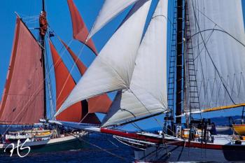 ‘Crossing Paths’ are the schooners ‘Angelique’ and ‘Lewis R. French.’ (Photograph by Harvey Spears)