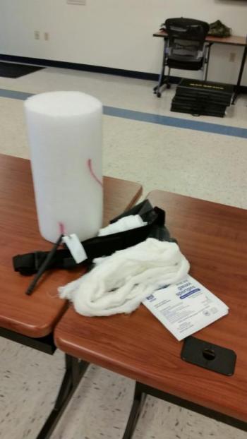 A styrofoam ligament for a class training exercise. (Photo by Sarah Shepherd)