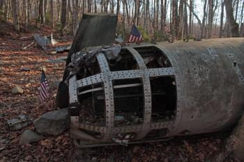 The wreckage of a B-52 Stratofortress-C can be found on Elephant Mountain in northern Greenville, a three-hour day trip from Rockland. (Photo by Holly S. Edwards)
