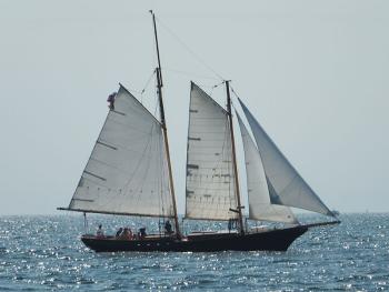 The schooner Lazy Jack under sail.