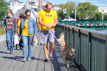 The walk along the Rockland Boardwalk was part of the one-mile dog walk. (Photo by Ron Hawkes)