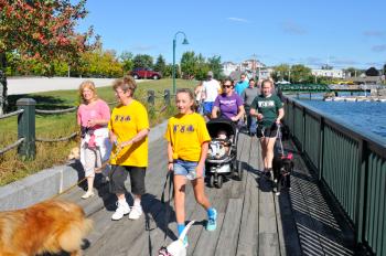 The walk along the Rockland Boardwalk was part of the one-mile dog walk. (Photo by Ron Hawkes)
