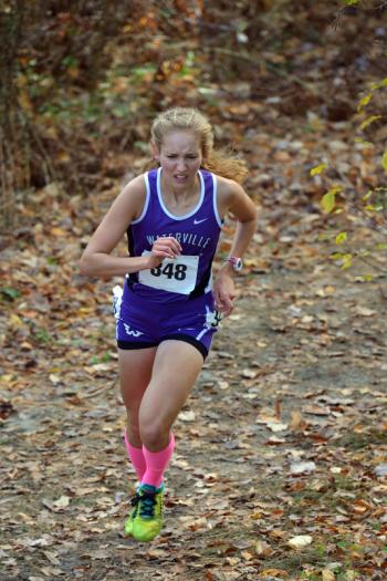 Waterville’s Lauren Brown took first place in the girls race. (Photo by Ron Hawkes)