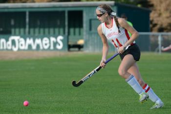 Camden Hills Molly Davee was outstanding on defense in today’s game stopping many runs from the Winslow players. (Photo by Ron Hawkes)