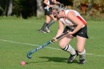 Camden Hills Frances Pendleton also was superb on defense in today’s game. (Photo by Ron Hawkes)