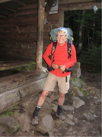 Geraldine Largay, missing since July 22, 2013, while hiking the Appalachian Trail in Maine. This is the last known photo of Geraldine Largay taken at Poplar Lean-to July 22, 2013. (Photo courtesy Maine Warden Service)
Map showing Appalachian Trail highlighting Poplar Ridge Lean-to, Spaulding Lean-to and what we believe is Geraldine’s final location discovered October 14, 2015. 3) Scene 1 photo taken October 15 showing line search. 4) Maine Warden Service search resource efforts.