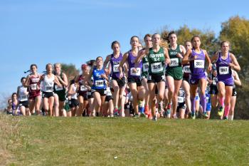 And the girls North Class B Cross Country race was on. Athletes from 16 different schools competed for the regional championship and the chance to go on to compete in the state championship meet Saturday, Oct. 31. (Photo by Ron Hawkes)