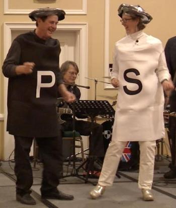 Salt and Pepper, essential spices in any kitchen, were played by Polly Saltonstall and John Hanson, who sang a spicy duet to open The Night Kitchen Cabaret, an original musical production by John Burstein, a volunteer member of the Kitchen Appeal Committee. John and a lively group of local residents sang and danced to help raise the funds needed to renovate the MCH-Meals On Wheels kitchen so the organization can meet the 25% increase in requests for meals they have received. The cabaret was the highlight at the fundraising kickoff party held at the Samoset Resort.