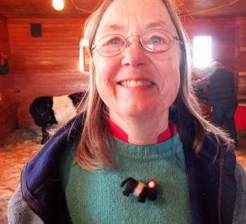Pam McBrain shows off her “Feltie Galloway.” (Photos by Chris Wolf)
