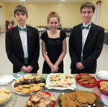 Jacob Callas, Francesca Davies and Cameron Morin man the refreshments.