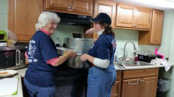 The inside cooking crew. (Photo by Sarah Shepherd)
