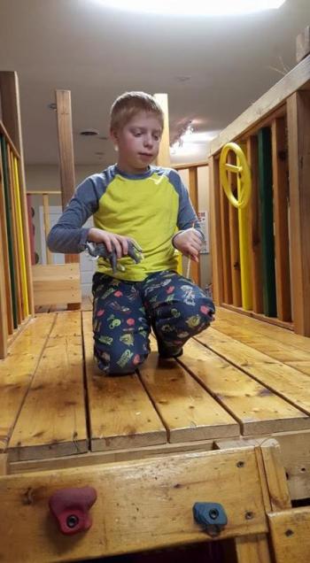 This is Tegan Carlson- he was telling Santa that he wants Thomas the Train.