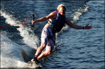 Will Morrison shows his style Christmas Day on Megunticook Lake.