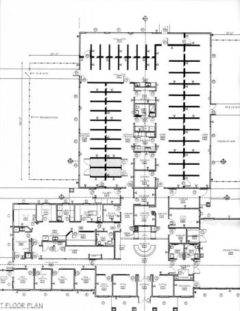 Floor plan of the 10,000, one-story building.