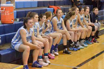 The JV bench in the fourth quarter of a very good game. (Photo by Ron Hawkes)