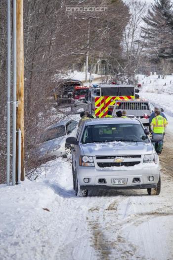The accident scene on Park Street Tuesday morning. (Photo courtesy Isaac Remsen)
