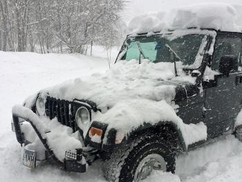 North Haven EMS Service Chief April Brown is reporting about a foot of snow on North Haven already from Saturday’s storm. (Courtesy Knox County EMA/Ray Sisk)
