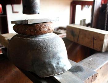 The conductor’s head, awaiting the artist’s inspiration before it can be finished and attached to the conductor’s body. (Photo by Holly S. Edwards)