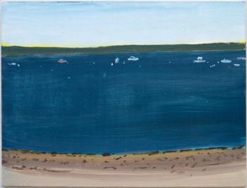 Alex Katz, Untitled Beach Scene, 2014, oil on board, 9 x 12"
