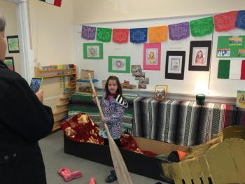 Student Elyse Coleman in a Venetian gondola