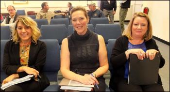 Thee Rockland department heads wait in the audience for the city manager to present the FY2017 budget. Audry Caler-Bell, Economic and Community Development Director and Assistant City Manager, Wanda Harvey, Interim Finance Director and Virginia Lindsay, Finance Director. (Photos by Chris Wolf)