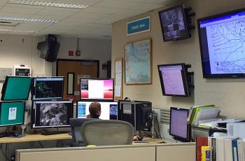 Inside the National Hurricane Center forecasting offices.