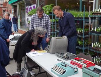 Typewriters were put on display at Tom Furrier’s Type-Out, hosted by Belfast’s Co-op. (photo by Erica Thoms)