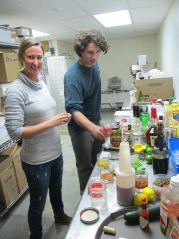 Manager Stacy Campbell and bartender J.D. Johnson test out new cocktail recipes for the restaurant.