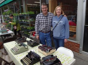 Tom and Anne-Marie Furrier host a “Type Out” at Belfast’s Co-op during Belfast’s Bound Book Festival. (photo by Erica Thoms)