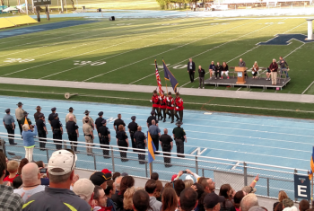 Members of the Maine Warden Service presented the color guard at the opening ceremony. (Photo by Justin Hills)
