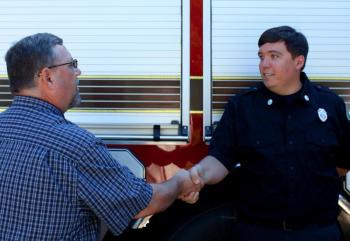 Rockland City Clerk Stuart Sylvester and Bill Pendelton. (Photo by Holly S. Edwards)