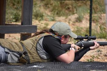 Abigail Hammond, 13, of Lincolnville target shoots during the American Marksman Northeast Regional Championship competition in West Virginia July 16-17. (Photo by Doug Hammond)