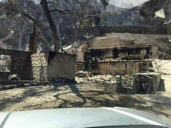 David and Margaret Swift’s house in Santa Clarita, Calif., located in Sand Canyon in the San Gabriel National Monument, is pictured destroyed by wildfire over the weekend, July 23. (Courtesy Kathy Swift)