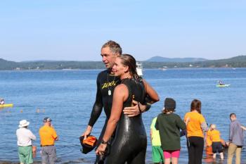 Husband and wife Adam and Maureen Scott completed the swim together for the 4th year in a row.