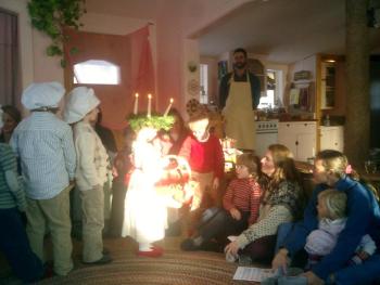 The oldest girl enrolled at Spindlewood gets to play St. Lucia at Christmas time.
Photo by Diane O’Brien spindlwood