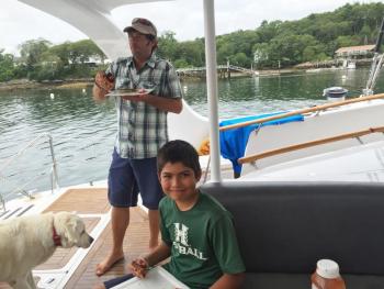 Captain Will Rey and young sailing enthusiast Hamilton Barclay. SUZI THAYER/Boothbay Register